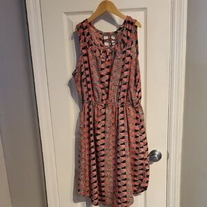 Bloom Geometric Pink and Black Midi Dress